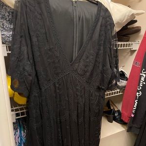 Black lace vneck maxi dress